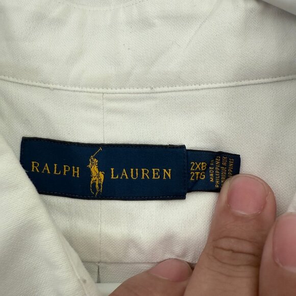 Ralph Lauren Shirt Mens 2XB Big White Flesh Pony Oxford Business Casual Button - Picture 3 of 8